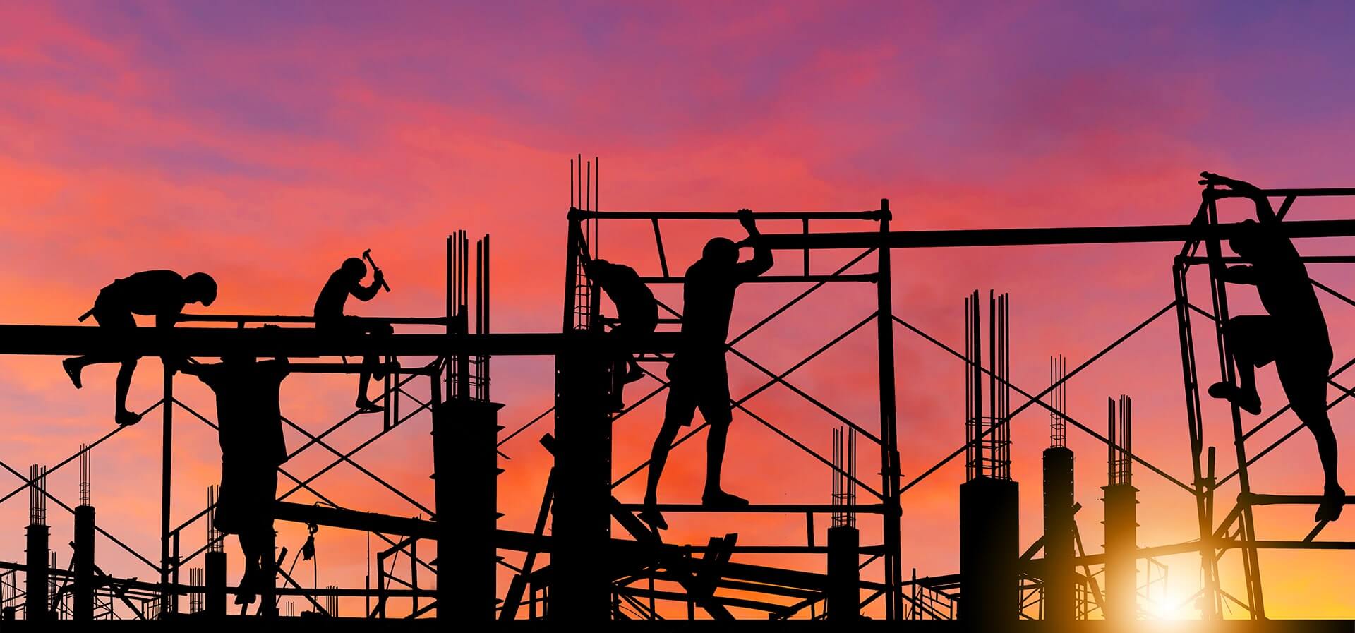 construction workers working on the building structure 