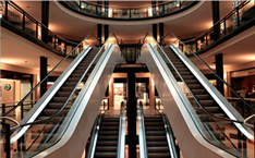 Commercial Building Interior with Escalator Mock up
